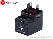 Warna hitam Universal International Power Travel Adapter Plug (US / UK / EU / AU AC Plug)