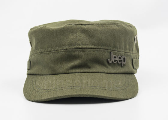 4 Panel Badge Cotton Militer Cap Army Hijau Dengan Bronze Logam Buckle Untuk Dewasa