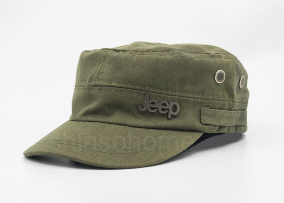 4 Panel Badge Cotton Militer Cap Army Hijau Dengan Bronze Logam Buckle Untuk Dewasa