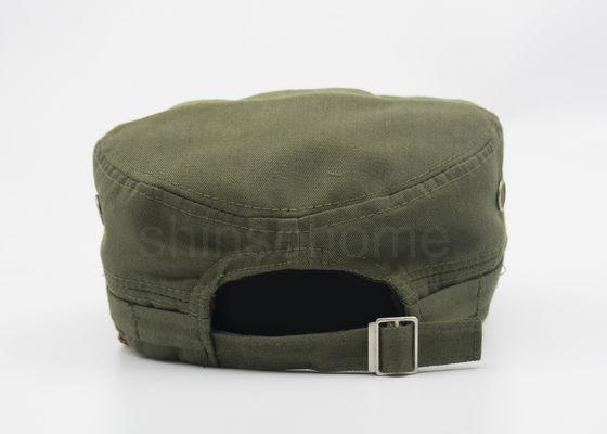 4 Panel Badge Cotton Militer Cap Army Hijau Dengan Bronze Logam Buckle Untuk Dewasa
