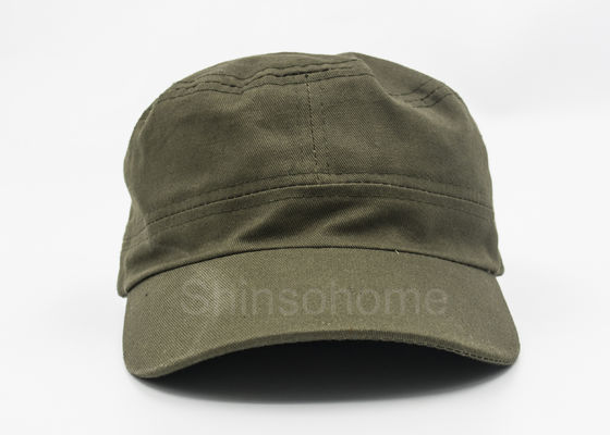Adjustable Unisex 100% Cotton Militer Cap Army Hijau Logam Buckle 56-60 CM