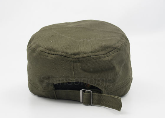Adjustable Unisex 100% Cotton Militer Cap Army Hijau Logam Buckle 56-60 CM