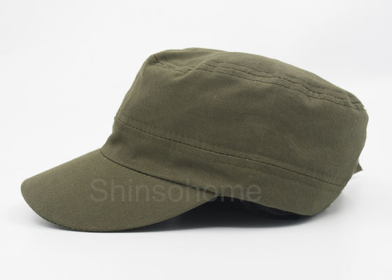 Adjustable Unisex 100% Cotton Militer Cap Army Hijau Logam Buckle 56-60 CM