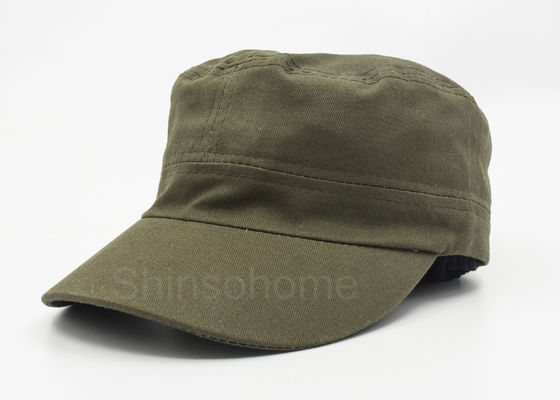 Adjustable Unisex 100% Cotton Militer Cap Army Hijau Logam Buckle 56-60 CM