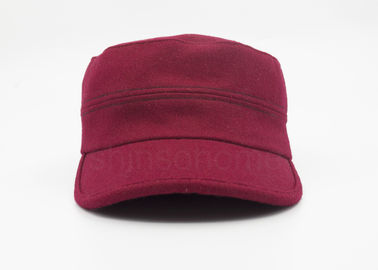 Sikat merah gelap kapas topi militer fleksibel penutupan peregangan kembali Fashionable
