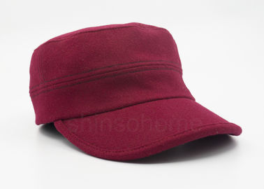 Sikat merah gelap kapas topi militer fleksibel penutupan peregangan kembali Fashionable